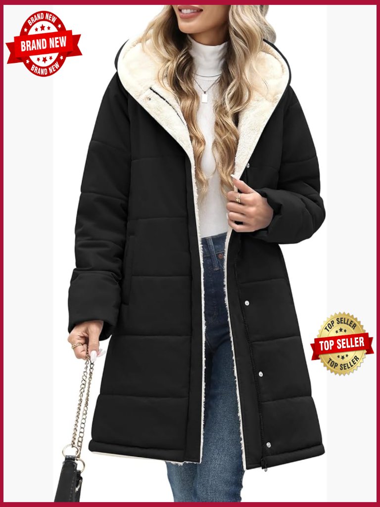 Winter Down Long Fleece Hooded Puffer Coat Parka Women Padded Jacket